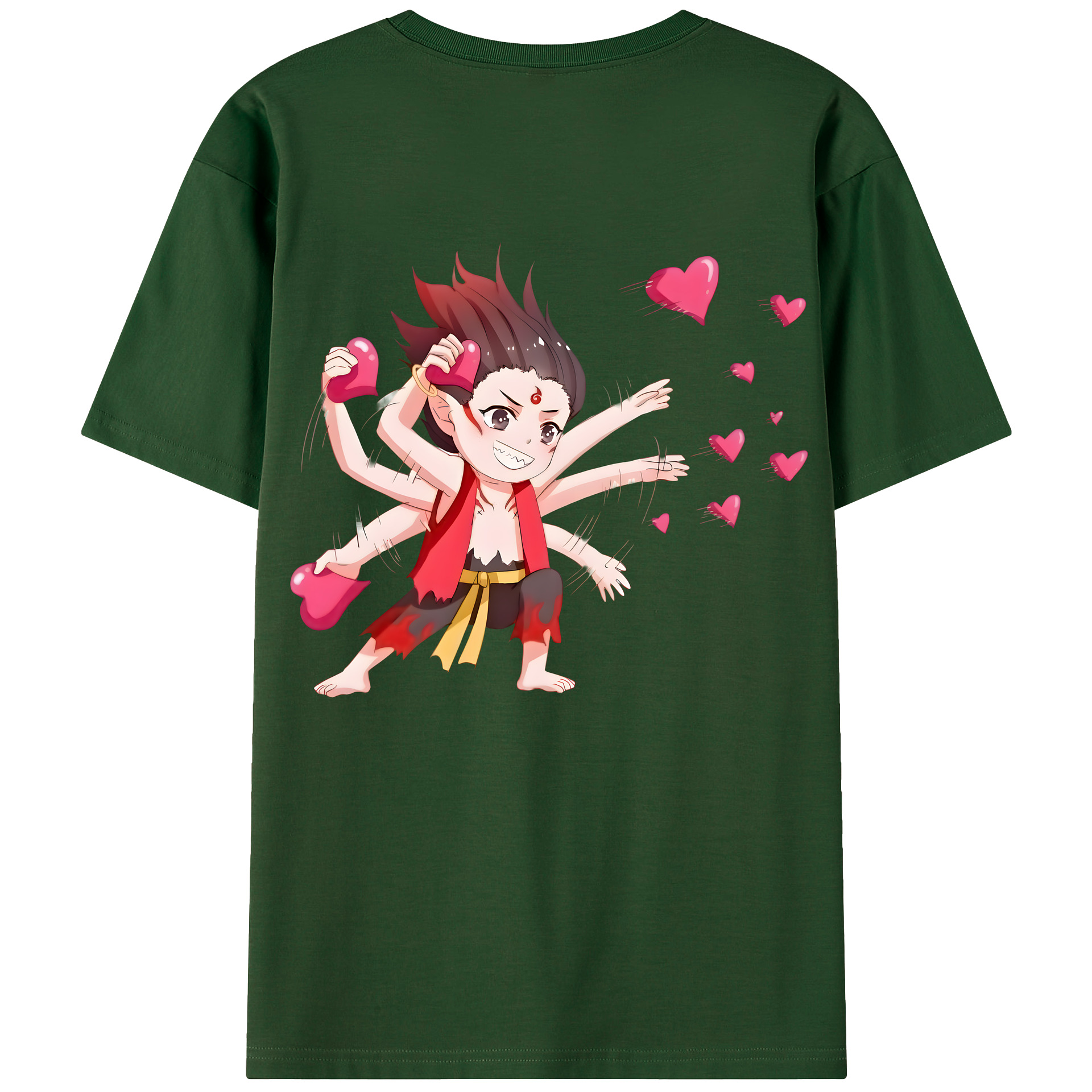 （画像用） Ne Zha 2 ナタ 魔童の大暴れ 綿100％半袖Tシャツ（背面プリント）